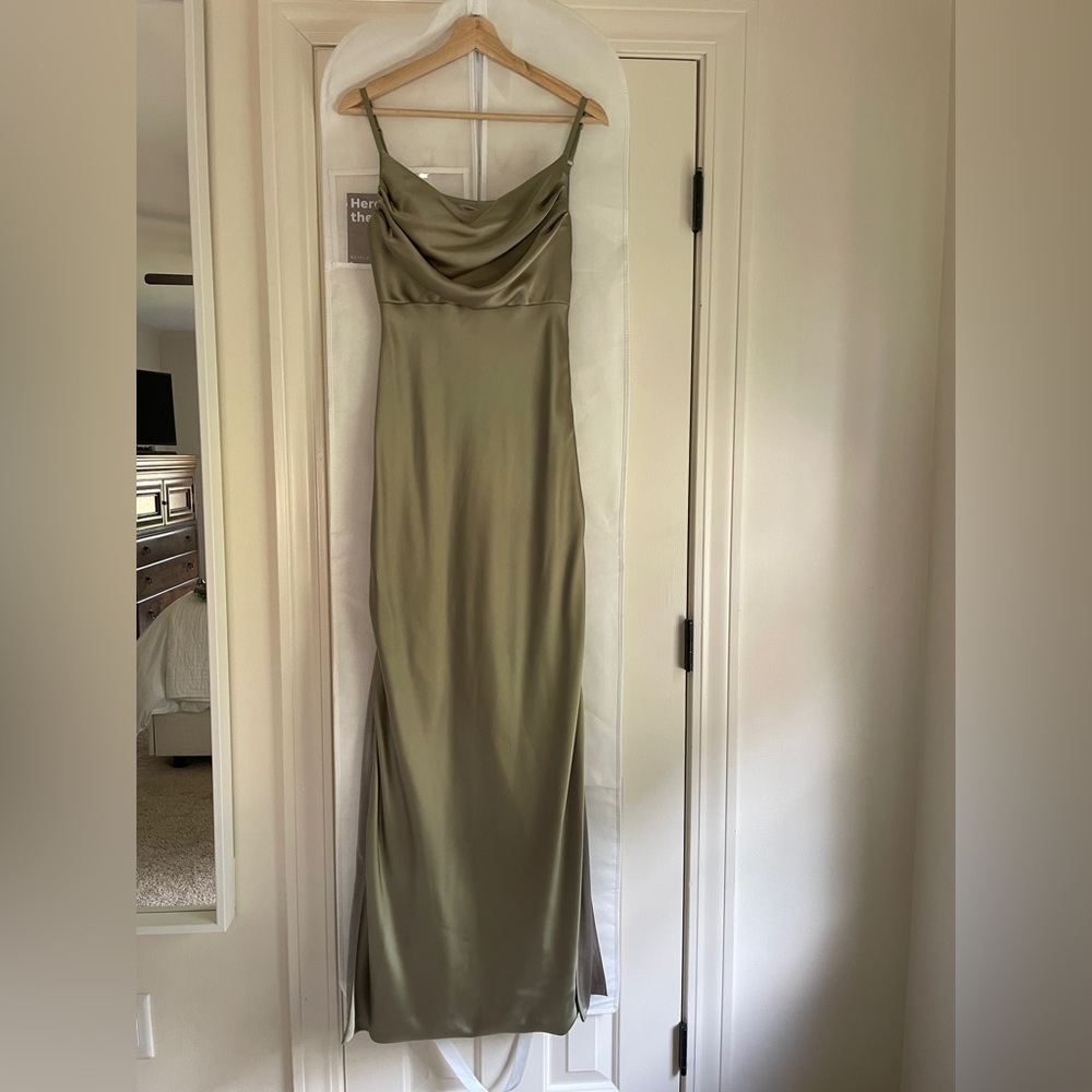 Revelry Skye Satin Dress- Size 4- Silver Sage